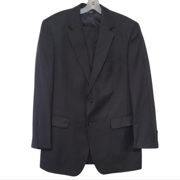 Jos A. Banks Men's Pinstripe Single Breasted Suit - Black Size 42L - Picture 1 of 6